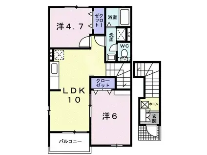 グレートガーデン・藤崎II(2LDK/2階)の間取り写真