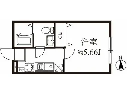 モダンラフォンテ高島平A(1K/2階)の間取り写真