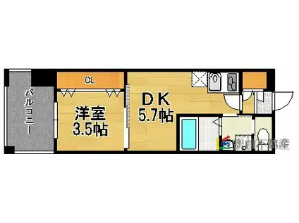ORIENT BLD NO.60 V-T(1DK/3階)の間取り写真