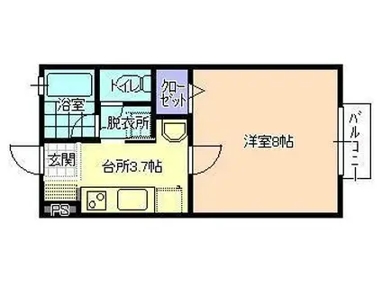 パークハイツ(1K/2階)の間取り写真