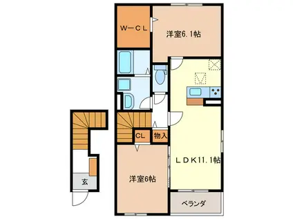 グレイス シラツカ(2LDK/2階)の間取り写真