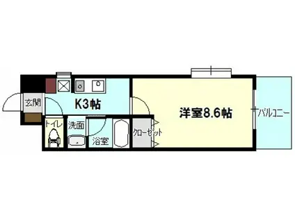 リバーサイドテラス(1K/4階)の間取り写真