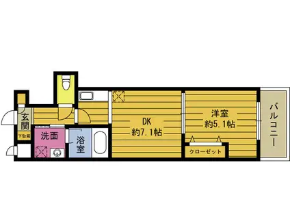 レスコ餅ヶ浜(1DK/4階)の間取り写真