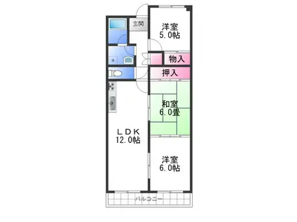 パストラル羽衣(3LDK/4階)の間取り写真