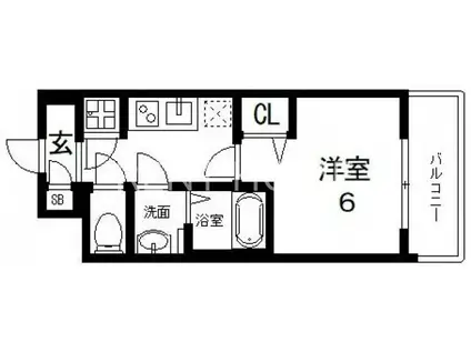 レジュールアッシュOSAKA新深江(1K/8階)の間取り写真