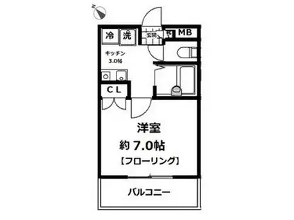 ヤシマメイト片倉(1K/3階)の間取り写真