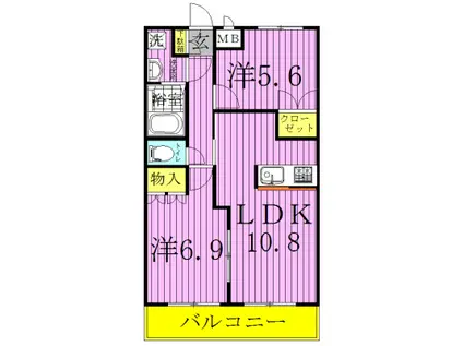 ミネルバB(2LDK/1階)の間取り写真
