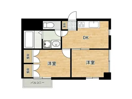 アリュール宮崎台(2DK/1階)の間取り写真