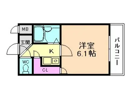 タカノハイム天神橋(1K/3階)の間取り写真