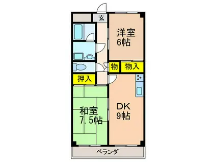 グリーンヴィレッジKANAZAWA(2DK/3階)の間取り写真