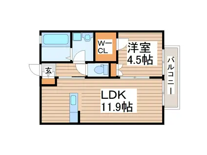 インフィニティ富沢壱番館(1LDK/1階)の間取り写真