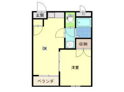 ジョイフル大門(1DK/2階)の間取り写真