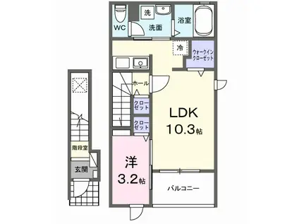 グラシオッソ(1LDK/2階)の間取り写真