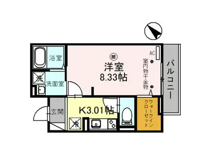 レスティングスウェル浦和(1K/3階)の間取り写真