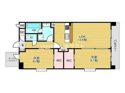 スプランディッド難波VII(2SLDK/2階)の間取り写真