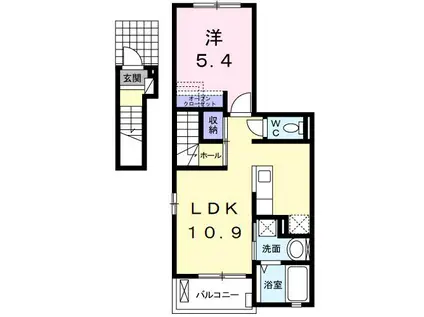 フルーリール(1LDK/2階)の間取り写真
