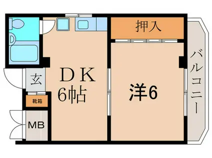 デュメール新堀(1DK/2階)の間取り写真