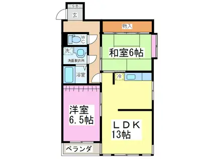 ハイム江端(2LDK/3階)の間取り写真