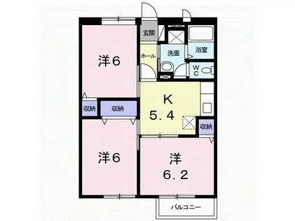 ファミール ドミール(3K/2階)の間取り写真