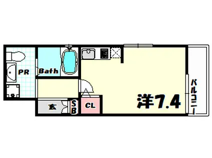 ワコーレヴィータ神戸中山手(1K/2階)の間取り写真