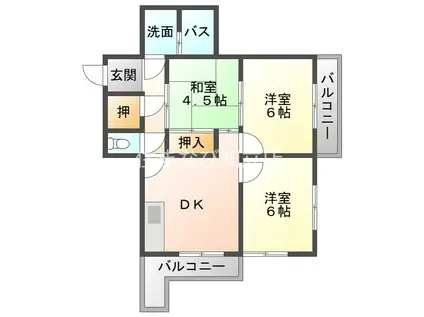 サンセットビレッジ(3DK/4階)の間取り写真