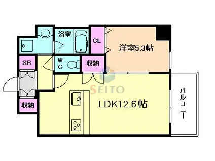 スプランディッド江坂駅前(1LDK/4階)の間取り写真