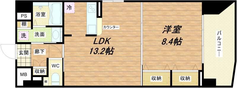 ビラージュプラム(1LDK/6階)の間取り写真