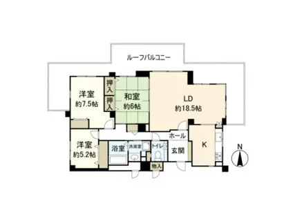 御所西パーク・ホームズ洛楽荘(3LDK/7階)の間取り写真