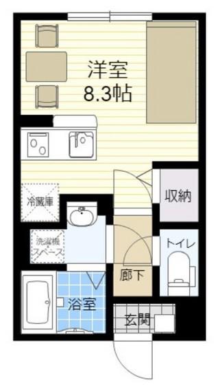 イーストヒルズA棟(ワンルーム/1階)の間取り写真