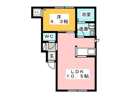 エムヒルズ(1LDK/1階)の間取り写真