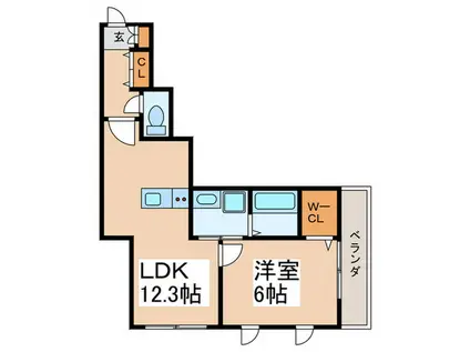 キャスティ長津田(1LDK/4階)の間取り写真