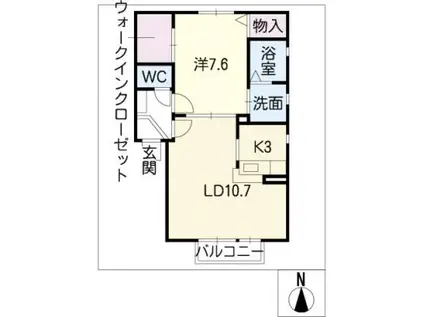 アルカディア B棟(1LDK/1階)の間取り写真