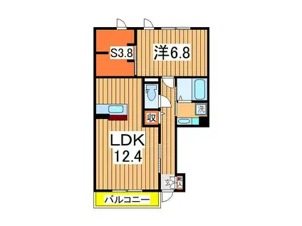 シエルツリー Ⅱ(1SLDK/1階)の間取り写真