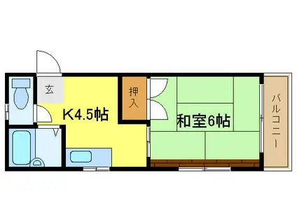 カーサダイマン(1DK/2階)の間取り写真