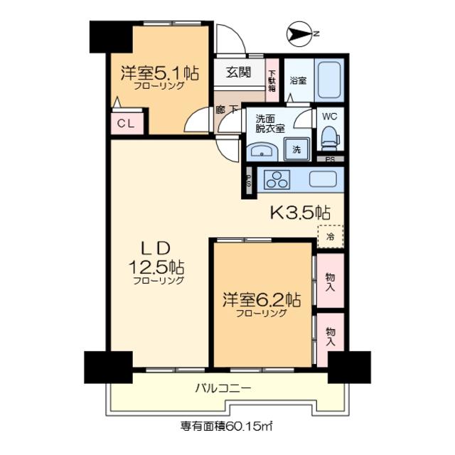綾瀬プルミエ(2LDK/6階)の間取り写真