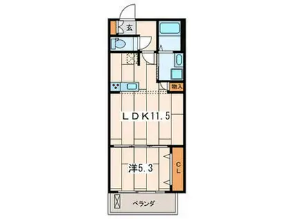 ハイデル二俣川(1LDK/3階)の間取り写真
