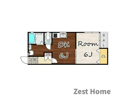 イーグルハイツII(1DK/2階)の間取り写真