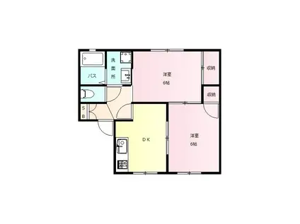 リジエール(2DK/2階)の間取り写真