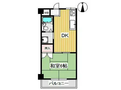 ハレー泉(1DK/2階)の間取り写真