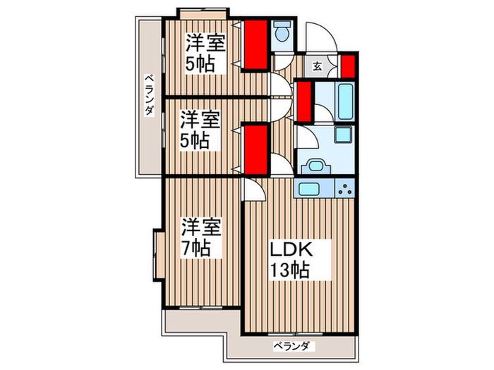 志木アーバンハイツ(3LDK/3階)の間取り写真