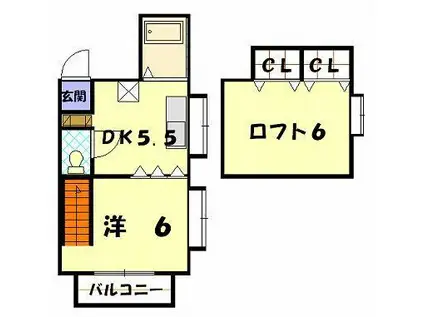 シャル夢VII(ワンルーム/1階)の間取り写真