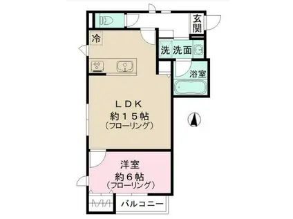 サンハイム二十騎町(1LDK/1階)の間取り写真
