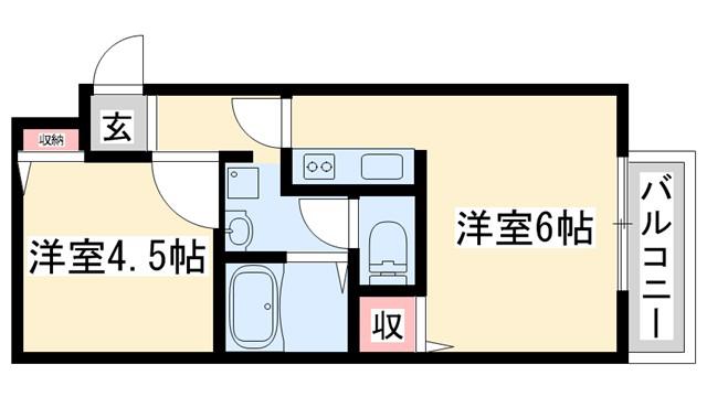 サンライフ・アイA棟(2K/1階)の間取り写真