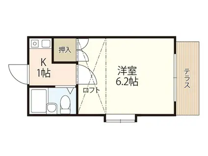 リバーサイド楽々園(1K/2階)の間取り写真