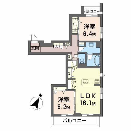 WINDERMERE(2LDK/3階)の間取り写真