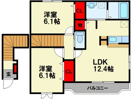 セイ・ポート・K(2LDK/2階)の間取り写真