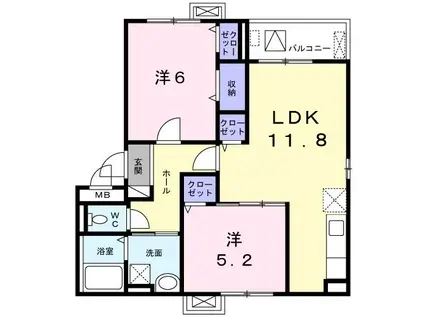 トゥージュールアンサンブルII(2LDK/3階)の間取り写真