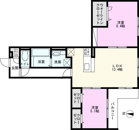 Dアヴァンスレイクタウン(2LDK/3階)の間取り写真