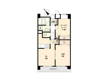 カールトンプラザ川崎(1SDK/8階)の間取り写真