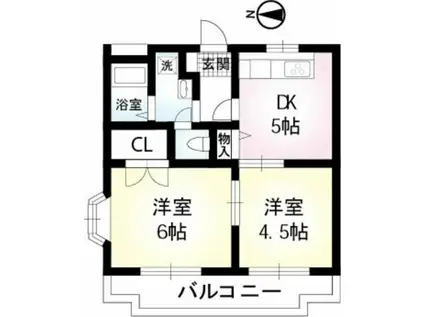 ヴェルドミール鷺沼(2DK/2階)の間取り写真